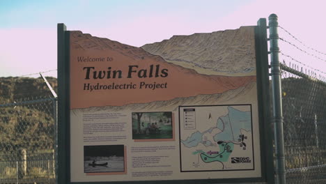 Zeichen-Für-Das-Wasserkraftprojekt-„Twin-Falls“,-Idaho-Power