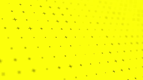 Gelber-Hintergrund-Mit-Schwarzen-Kreuzsternen-Und-Geringer-Schärfentiefe,-Schleife