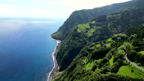 Tropical-looking-coastline-of-the-Azores-Island-of-Sao-Miguel