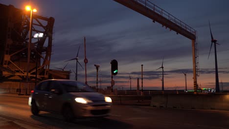 Blick-Auf-Den-Hafen-Von-Antwerpen-Bei-Sonnenuntergang
