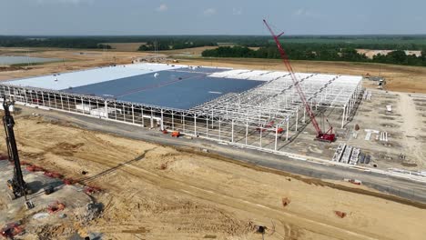 Aerial-pull-away-reveal-of-BlueOval-City-in-Stanton,-TN