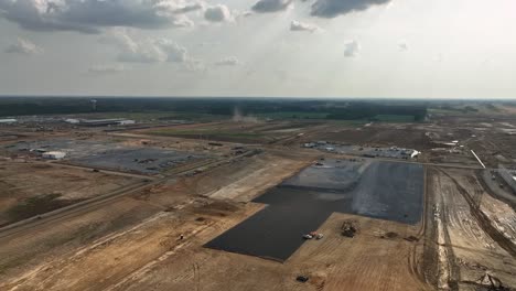Aerial-fly-over-of-BlueOval-City-under-construction-in-Stanton,-TN