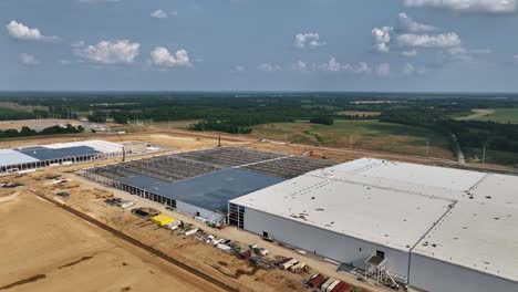 Aerial-pull-away-of-BlueOval-City-in-Stanton,-TN