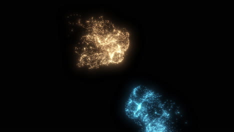 Different-Coloured-Glowing-Particles-Clashing-in-Slow-Motion