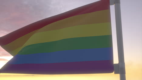 Bandera-Del-Orgullo-A-Media-Asta,-Bandera-Gay-Lgbt