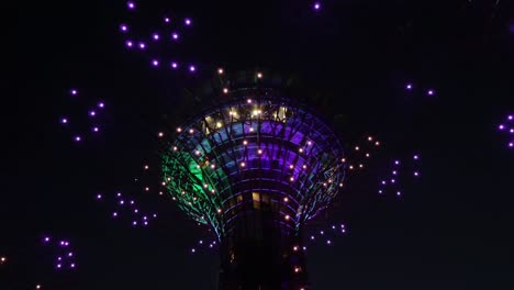 Singapur-Super-Arboleda-Por-La-Noche-Relámpago