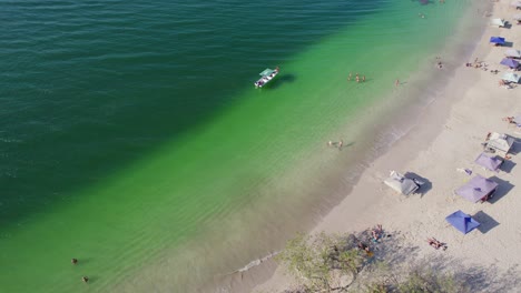 Playa-Conchal-Beach,-Costa-Rica,-Scenic-Drone-Flyover-Clear-Ocean-Water,-4K