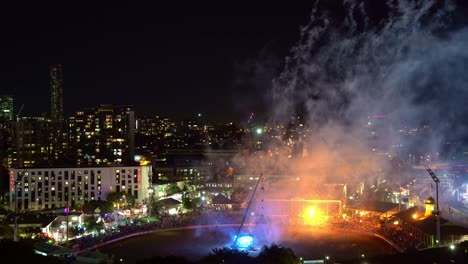 Beautiful-fireworks-display-in-one-of-the-EkkaNites-at-the-main-arena-RNA-showgrounds,-Bowen-hills