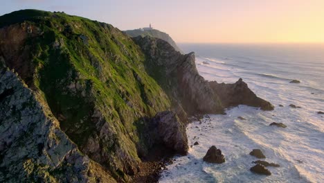 The-amazing-Cabo-do-Roca-Lighthouse-at-sunset-by-drone