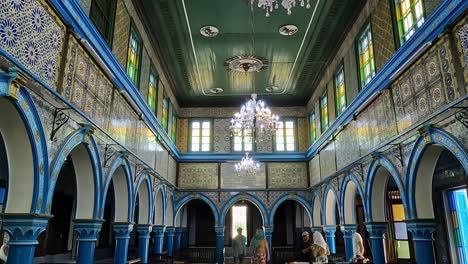 Decke-Und-Gewölbte-Architektur-Der-Jüdischen-Synagoge-El-Ghriba-In-Djerba,-Tunesien