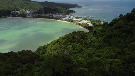 Drone-reveal-shot-of-phi-phi-island’s-both-coastlines