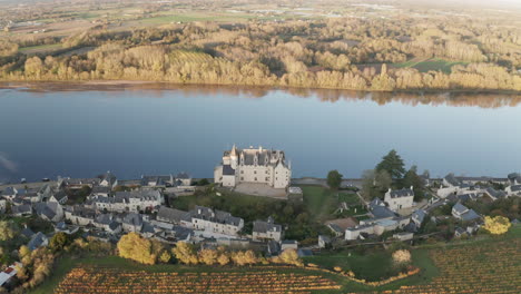 Aerial-of-the-Chateau-de-Montsoreau-and-surrounding-vineyards-in-autumn