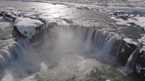 Aerial-View-of-Godafoss-Waterfall,-Iceland