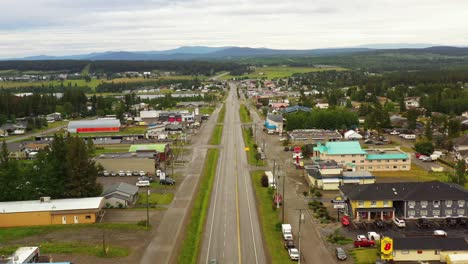 Bird's-Eye-View-of-100-Mile-House:-A-Scenic-Township-Nestled-in-British-Columbia,-Canada