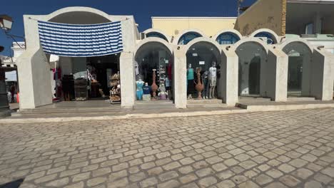 Famoso-Mercado-Tradicional-De-Houmt-Souk-De-La-Isla-De-Djerba-En-Túnez,-Panorámica