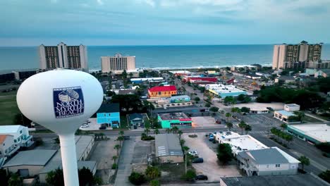 aerial-of-north-myrtle-beach-orbit-of-water-tower