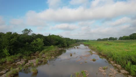 Aerial-outdoor-footage-of-the-Pedernales-River-in-Stonewall-Texas
