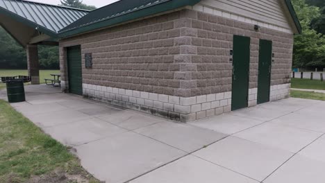 Turning-near-brickwork-on-pavilion-in-Muskegon