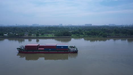 Container-boat-on-Saigon-river-from-aerial-view-on-sunny-day