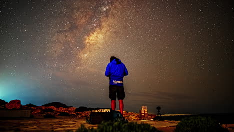 A-photographer-sets-his-camera-to-take-a-time-lapse-of-the-stars-and-galaxy