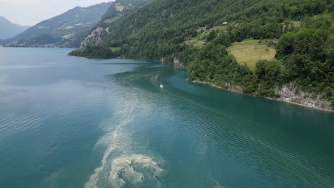 Walensee-lake-surface-adorned-with-delicate-presence-of-floating-sediments