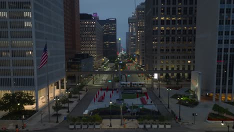 Spirit-of-Detroit-Plaza-at-night