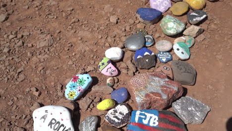 Colored-Rocks-on-Walking-Path,-Aspiration-Point-Hiking-Trail,-St