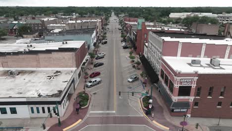 Downtown-Elkhart,-Indiana-with-drone-video-stable