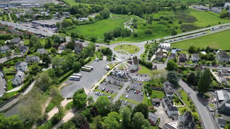 Big-wheel-Bayeux-town-in-France-drone,-aerial-4K-footage