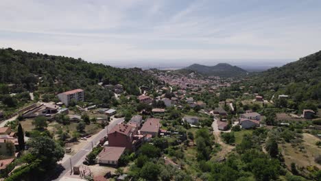 Aerial:-El-Real-de-San-Vicente,-picturesque-village-in-Spanish-countryside