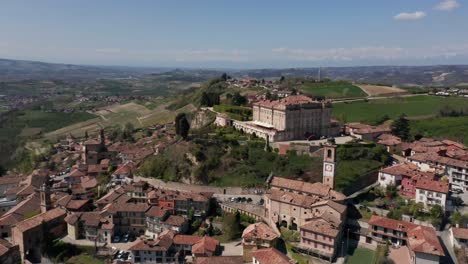 Amazing-aerial-of-the-small-Italian-town-Guarene-with-old-historical-buildings