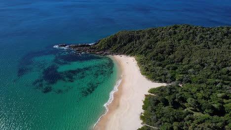 Boat-Beach---Seal-Rocks---Mid-North-Coast---New-South-Wales--NSW---Australia---Pan-Around-Aerial-Shot