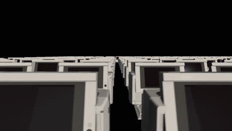 Close-Up-of-Infinite-Symmetrical-Rows-of-Old-PC-Computers---3D-Animation