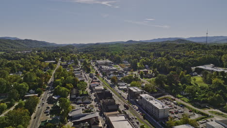 Blue-Ridge-Georgia-Aerial-v6-cinematic-reverse-flyover-town-center-capturing-charming-street-views-and-beautiful-mountainous-landscape-from-above-on-a-sunny-day---Shot-with-Mavic-3-Cine---October-2022