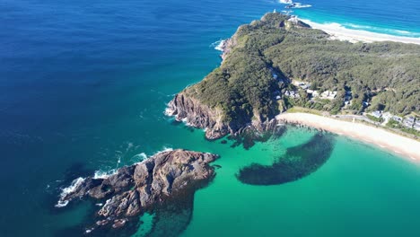 Perfect-Day-At-Boat-Beach---Seal-Rocks---Mid-North-Coast---New-South-Wales---NSW---Australia---Aerial-Shot