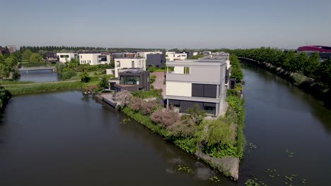 Modern-contemporary-housing-aerial-in-residential-neighbourhood-Leidsche-Rijn-of-Dutch-city-Utrecht