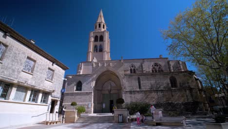 The-beautiful-church-of-the-town-Montagnac-in-the-Herault-region-in-southern-France