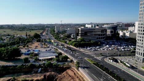 4K-high-resolution-drone-video-of-Rehovot-Northern-Industrial-Zone-on-a-beautiful-sunny-day--Israel