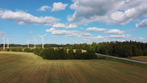 Aerial-View-of-Wind-Farm-or-Wind-Park,-With-High-Wind-Turbines-for-Generation-Electricity