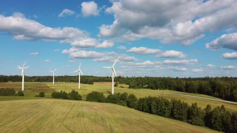 Aerial-View-of-Wind-Farm-or-Wind-Park,-With-High-Wind-Turbines-for-Generation-Electricity