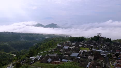 Aerial-flyover-MANGLI-VILLAGE-on-slope-of-Mount-Sumbing-during-mystic-morning-in-Indonesia