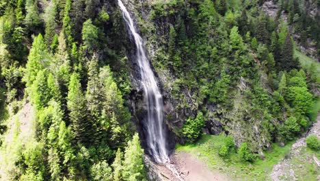 Stationary-shot-of-the-waterfall-at-Wager-Alm,-Mittersill-in-Austria