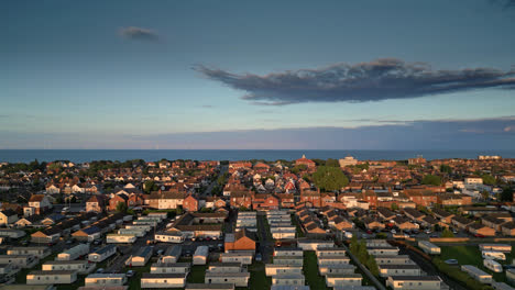 Aerial-footage-of-Skegness,-a-town-that's-perfect-for-a-summer-holiday-with-the-family,-from-the-beach-to-the-arcades