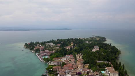 Fly-over-the-Sirmione-peninsula-on-Lake-Garda