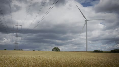 Una-Gran-Turbina-Eólica-En-Un-Día-Ventoso-Con-Nubes-Oscuras-Detrás