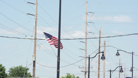 Bandera-Americana-Que-Sopla-En-El-Viento-Almacen-De-Metraje-De-Vídeo