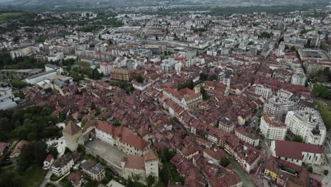 City-Landscape-of-Annecy,-France---European-Travel-Destination,-Aerial-Landscape-Panorama