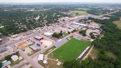 Aerial-footage-of-the-Lampasas-Football-Field-located-at-300-398-N-Chestnut-St,-Lampasas,-TX-76550