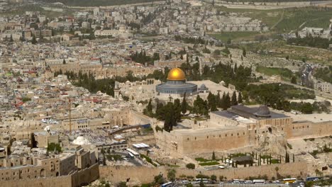 Jerusalén-Barrios-De-La-Ciudad-Vieja-Muro-De-Las-Lamentaciones-Y-La-Cúpula-De-La-Roca,-Vista-Aérea