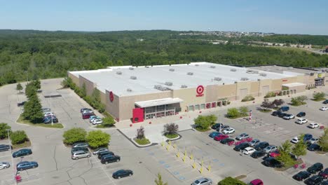 Drone-Flies-Away-from-Target-Retail-Store-on-Typical-Summer-Day